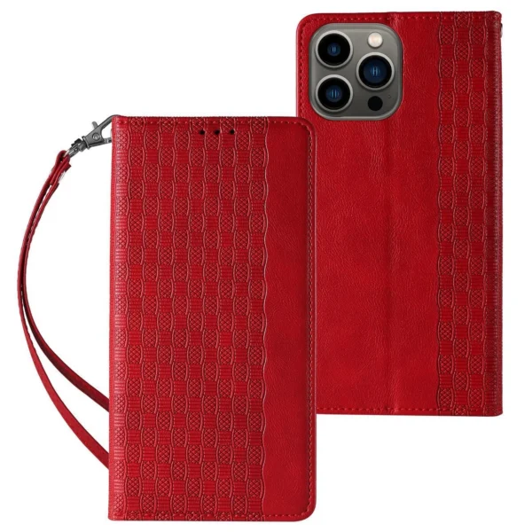 Magnet Strap Case Case for iPhone 14 Pro Max Flip Wallet Mini Lanyard Stand Redeng
