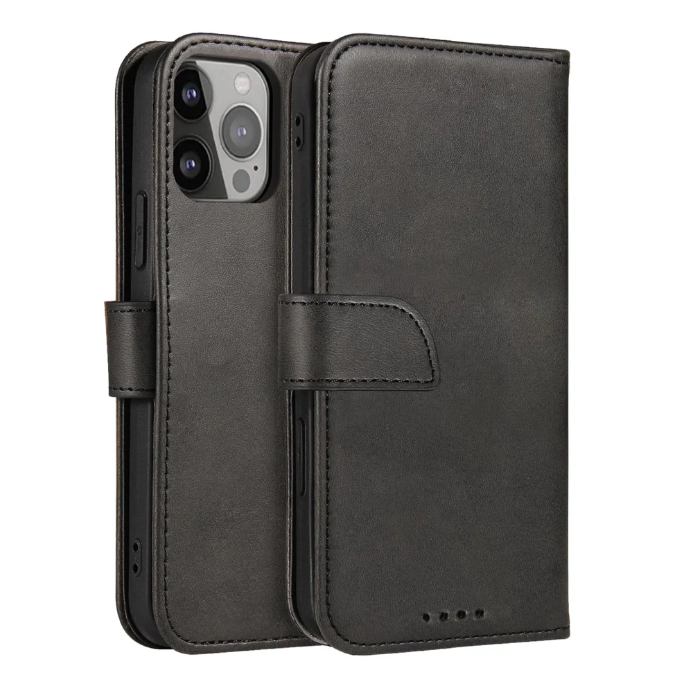 Magnet Case elegant case cover with a flap and stand function iPhone 14 blackeng