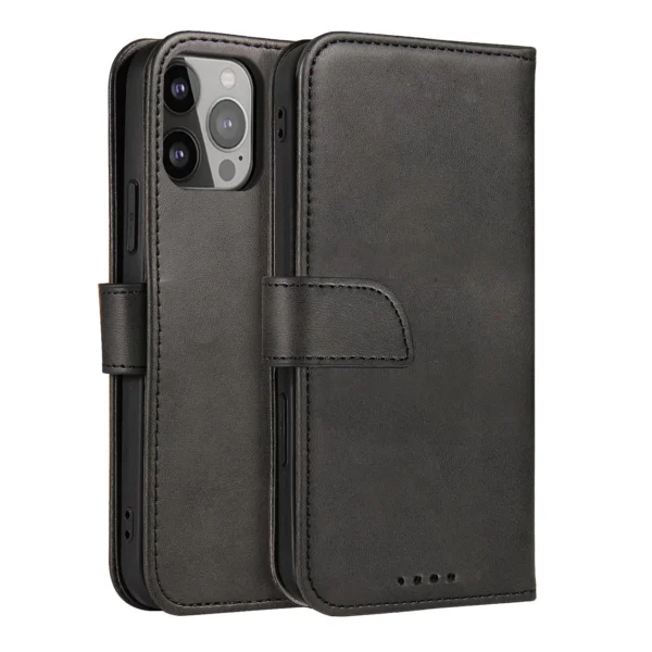Magnet Case elegant case cover with a flap and stand function iPhone 14 blackeng