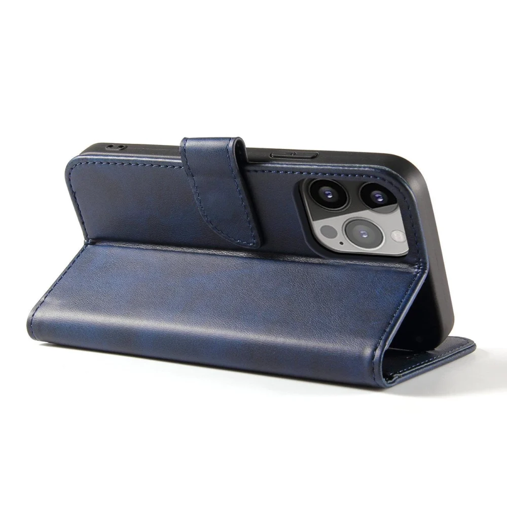 Magnet Case elegant case cover with a flap and stand function iPhone 14 blueeng
