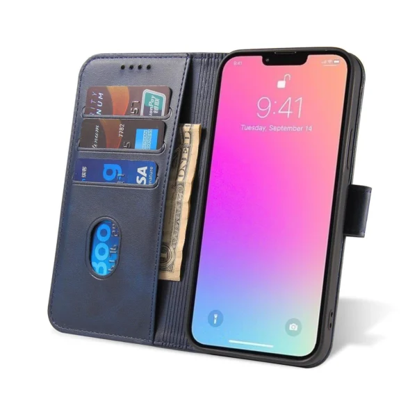 Magnet Case elegant case cover with a flap and stand function iPhone 14 blueeng