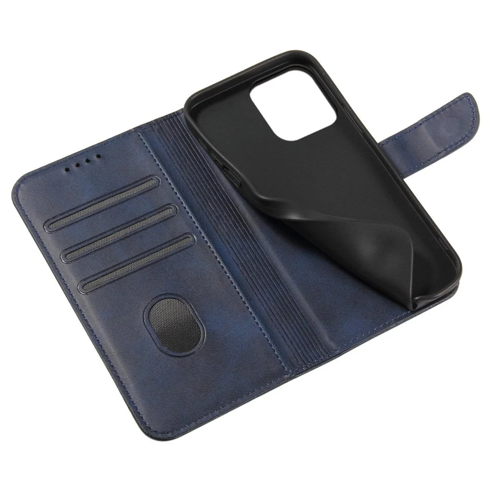 Magnet Case elegant case cover with a flap and stand function for iPhone 14 Max blueeng