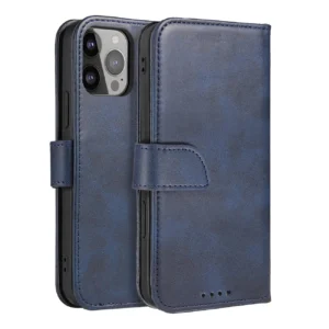 Magnet Case elegant case cover with a flap and stand function for iPhone 14 Max blueeng