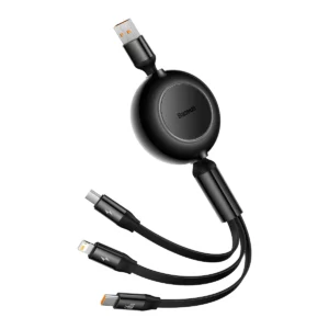 Baseus Bright Mirror 2 retractable cable 3in1 cable USB Type A - micro USB + Lightning + USB Type C 66W 1.1m black (CAMJ010101)eng