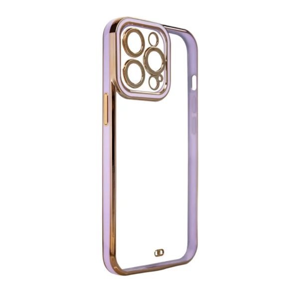 Fashion Case for iPhone 12 Pro Gold Frame Gel Cover Purpleeng
