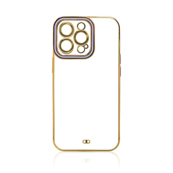 Fashion Case for iPhone 12 Pro Gold Frame Gel Cover Purpleeng