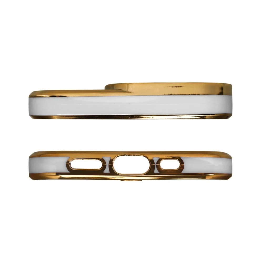 Fashion Case for iPhone 12 Pro Gold Frame Gel Cover Whiteeng