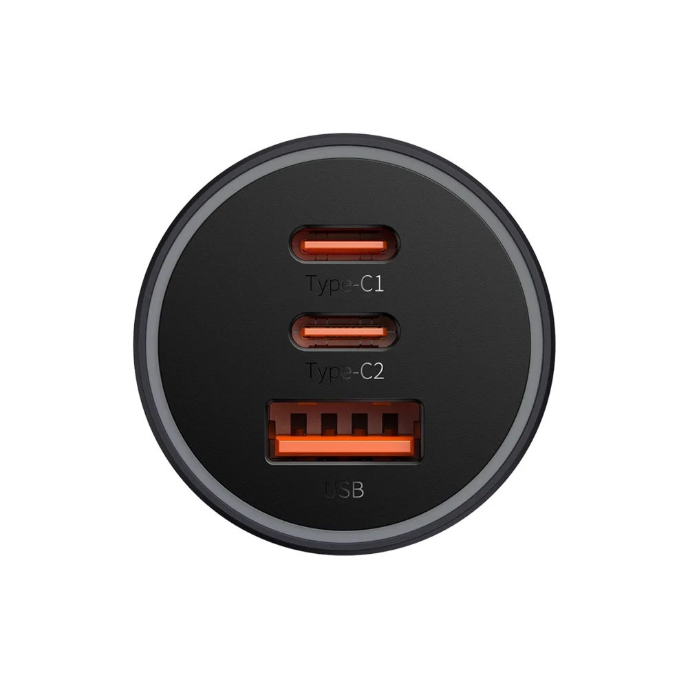 Baseus Golden Contactor Pro car charger USB-A + 2x USB-C 65W dark gray (CGJP010013)eng