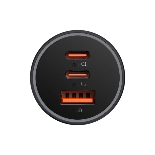 Baseus Golden Contactor Pro car charger USB-A + 2x USB-C 65W dark gray (CGJP010013)eng