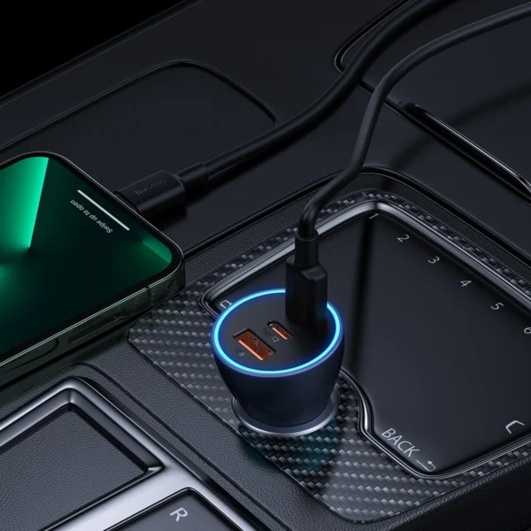 Baseus Golden Contactor Pro car charger USB-A + 2x USB-C 65W dark gray (CGJP010013)eng