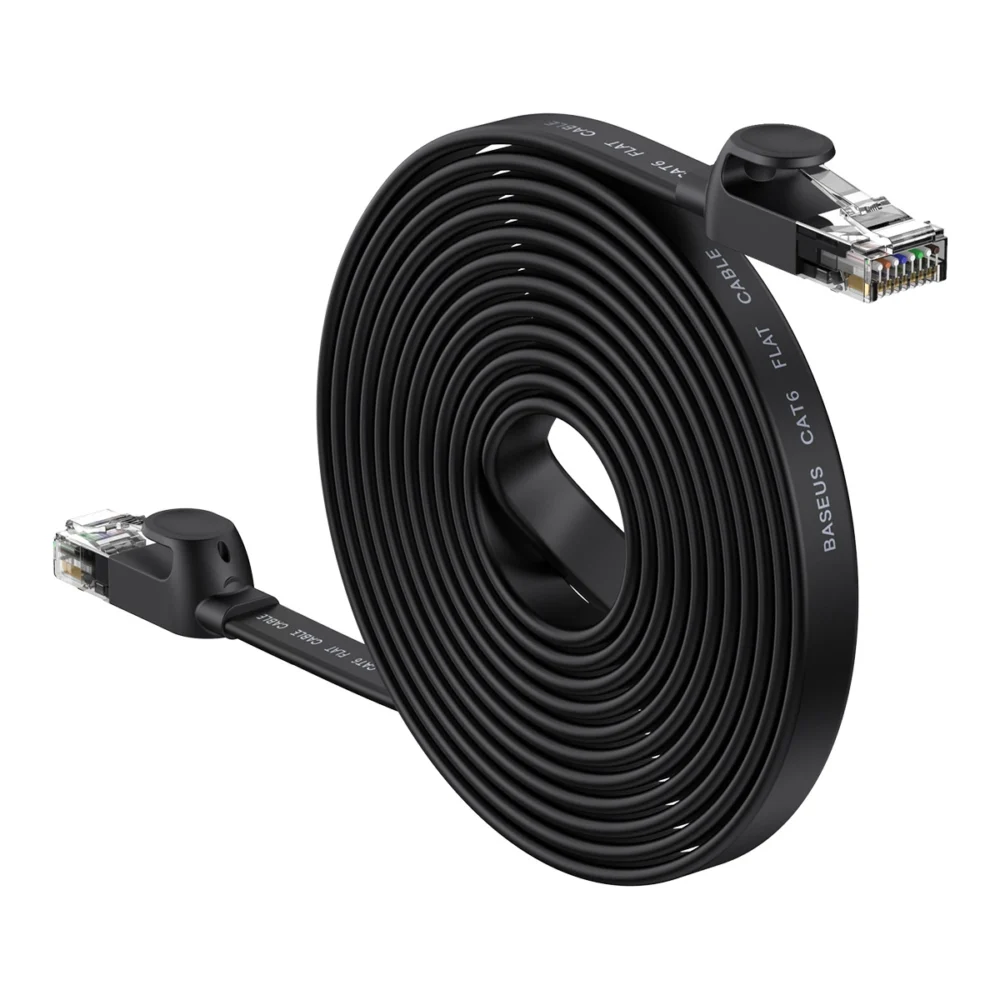 Baseus high Speed Six types of RJ45 Gigabit network cable (flat cable)15m Blackeng