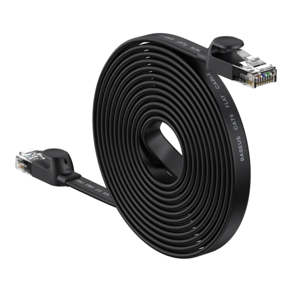 Baseus high Speed Six types of RJ45 Gigabit network cable (flat cable)15m Blackeng