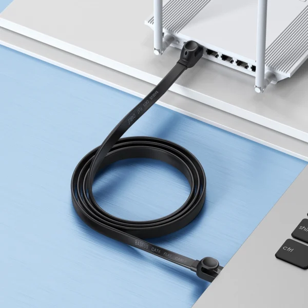 Baseus high Speed Six types of RJ45 Gigabit network cable (flat cable)15m Blackeng
