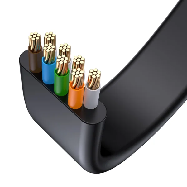 Baseus high Speed Six types of RJ45 Gigabit network cable (flat cable)15m Blackeng