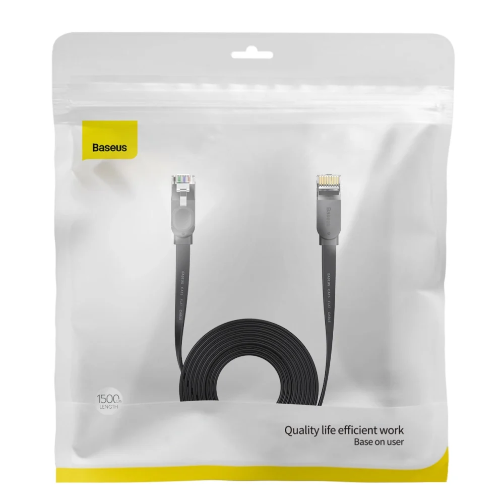 Baseus high Speed Six types of RJ45 Gigabit network cable (flat cable)15m Blackeng