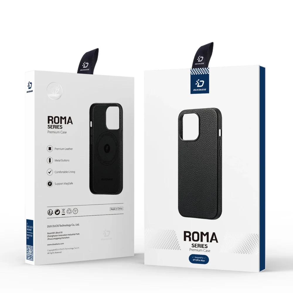 Dux Ducis Roma leather case for iPhone 13 Pro Max elegant genuine leather black caseeng