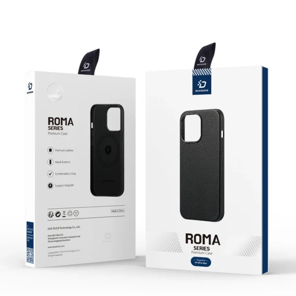 Dux Ducis Roma leather case for iPhone 13 Pro Max elegant genuine leather black caseeng