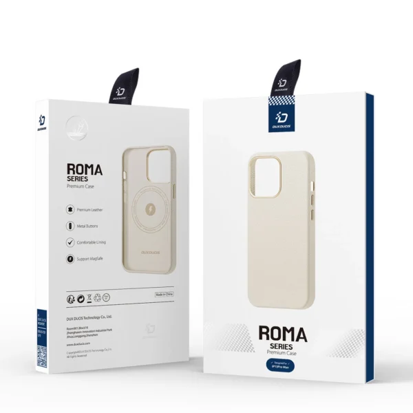 Dux Ducis Roma leather case for iPhone 13 Pro Max elegant genuine leather case whiteeng