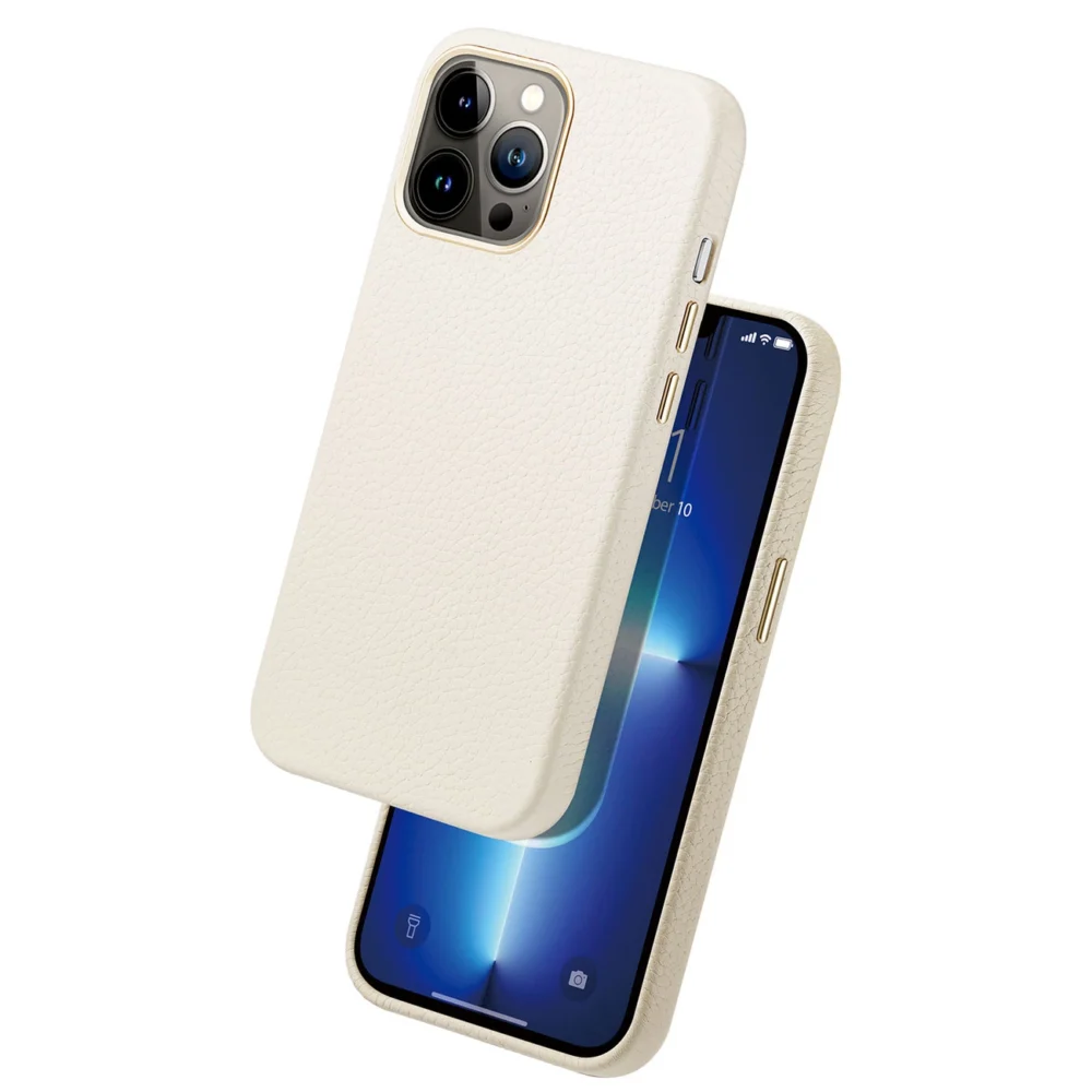 Dux Ducis Roma leather case for iPhone 13 Pro Max elegant genuine leather case whiteeng