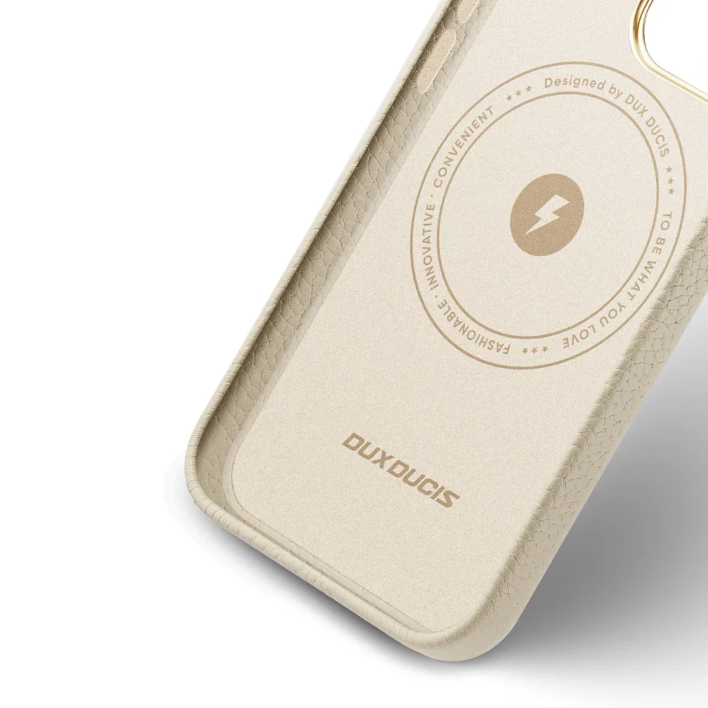 Dux Ducis Roma leather case for iPhone 13 Pro Max elegant genuine leather case whiteeng