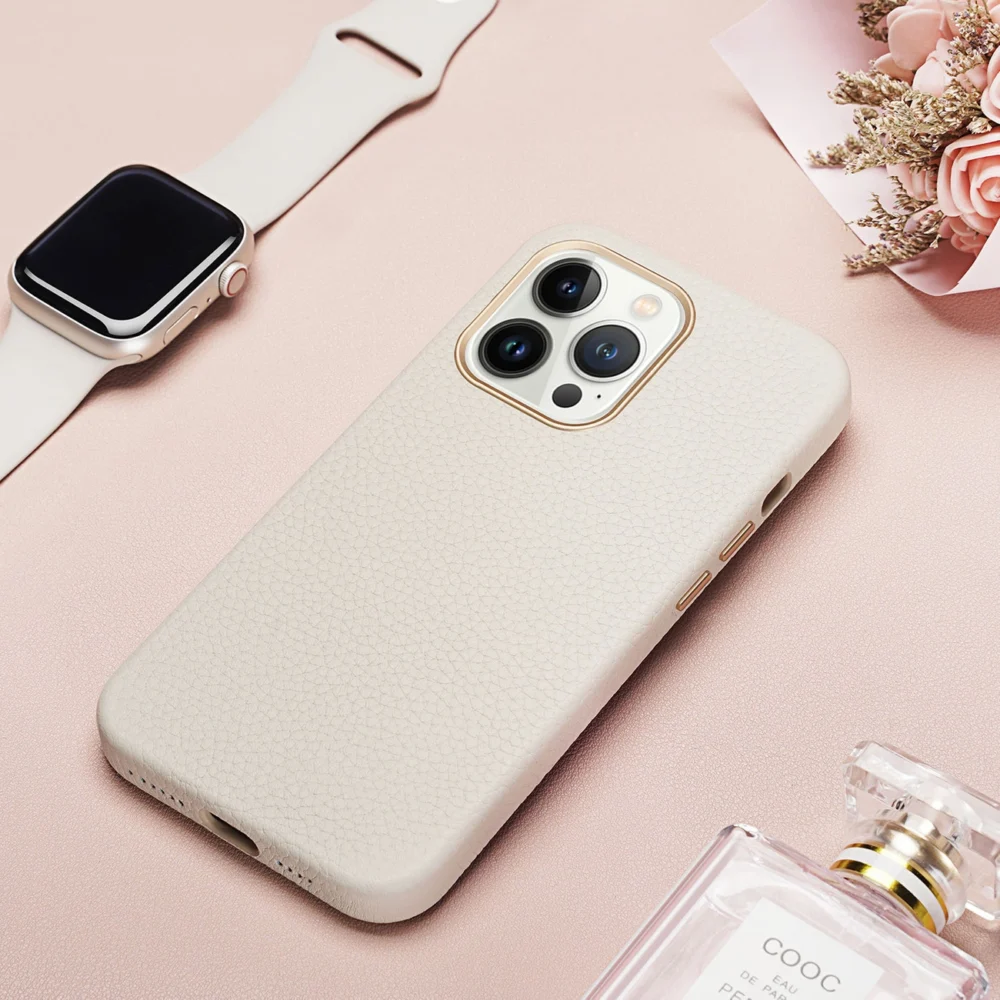 Dux Ducis Roma leather case for iPhone 13 Pro Max elegant genuine leather case whiteeng