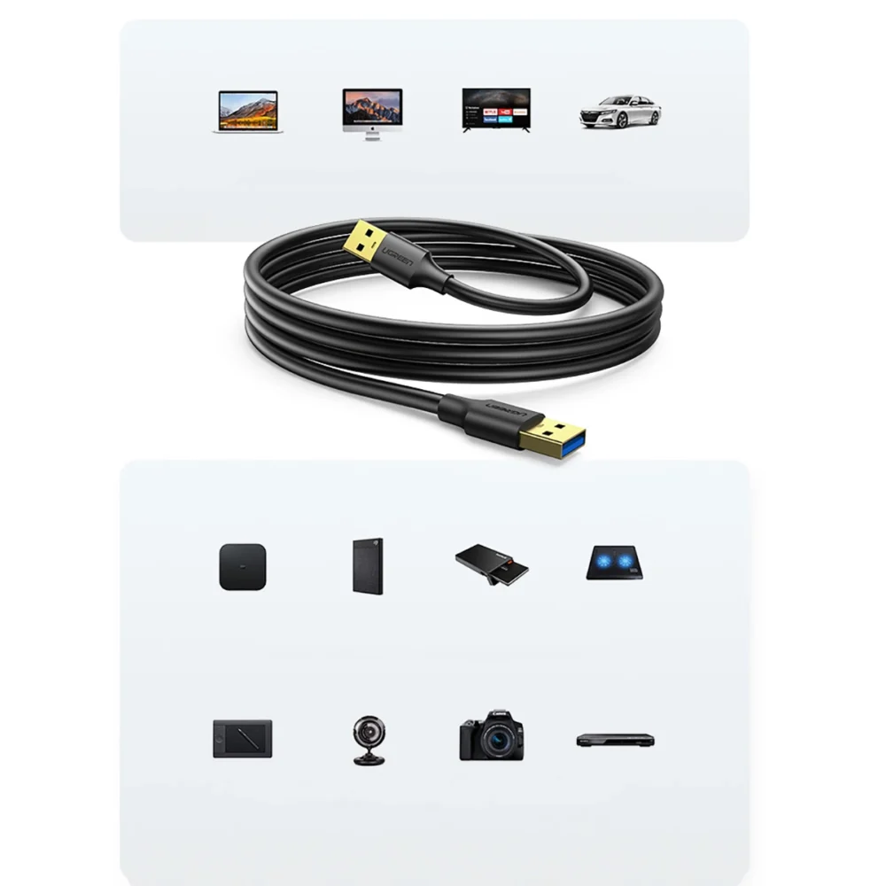 Ugreen US128 90576 USB-A 3.0 / USB-A 3.0 5Gb/s cable 3m - blackeng