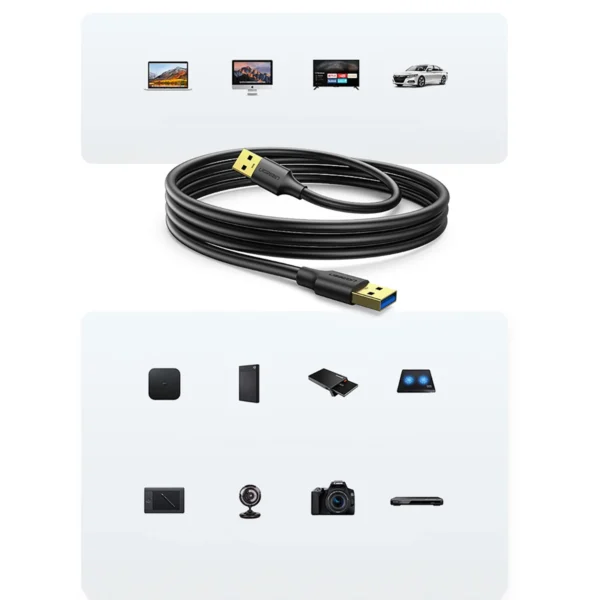 Ugreen US128 90576 USB-A 3.0 / USB-A 3.0 5Gb/s cable 3m - blackeng