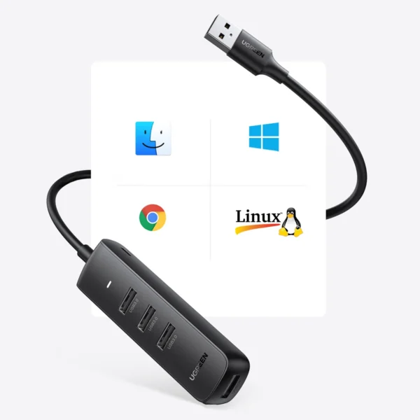 Ugreen HUB USB Type A splitter - 4x USB 3.2 Gen 1 black (CM416 80657)eng