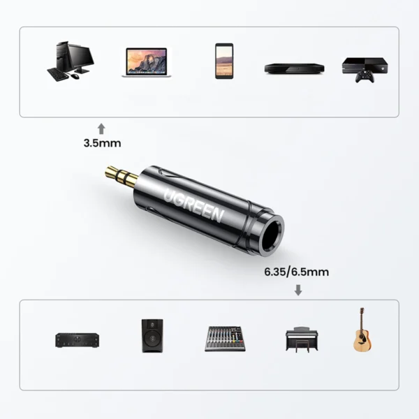 Ugreen adapter 3.5mm audio adapter (male) to 6.35mm mini jack (female) gray (AV168)eng