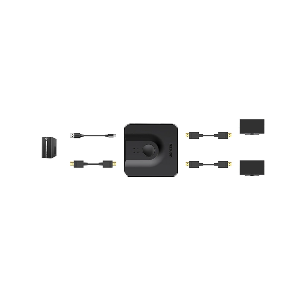 Ugreen CM430 signal splitter 2x DisplayPort (input) to 1x DisplayPort (output) 4K / 1080p switch black (60622)eng