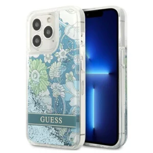 Guess GUHCP13LLFLSN iPhone 13 Pro / 13 6.1" green/green hardcase Flower Liquid Glittereng
