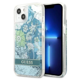 Guess GUHCP13SLFLSN iPhone 13 mini 5.4" green/green hardcase Flower Liquid Glittereng