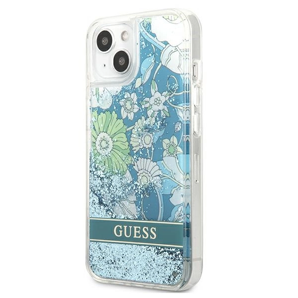 Guess GUHCP13SLFLSN iPhone 13 mini 5.4" green/green hardcase Flower Liquid Glittereng