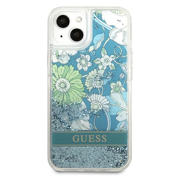 Guess GUHCP13SLFLSN iPhone 13 mini 5.4" green/green hardcase Flower Liquid Glittereng