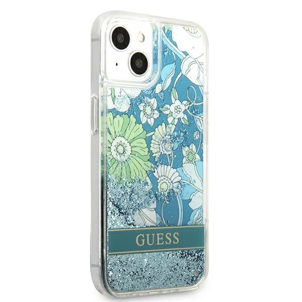 Guess GUHCP13SLFLSN iPhone 13 mini 5.4" green/green hardcase Flower Liquid Glittereng