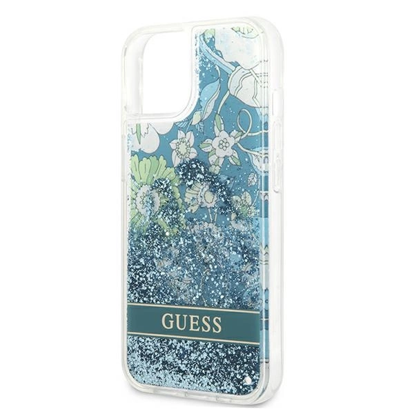 Guess GUHCP13SLFLSN iPhone 13 mini 5.4" green/green hardcase Flower Liquid Glittereng