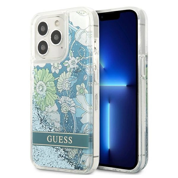 Guess GUHCP13XLFLSN iPhone 13 Pro Max 6.7" green/green hardcase Flower Liquid Glittereng