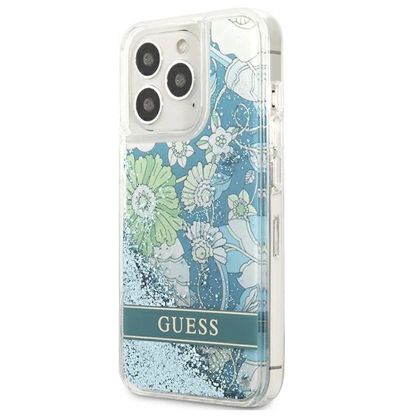 Guess GUHCP13XLFLSN iPhone 13 Pro Max 6.7" green/green hardcase Flower Liquid Glittereng