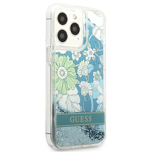 Guess GUHCP13XLFLSN iPhone 13 Pro Max 6.7" green/green hardcase Flower Liquid Glittereng
