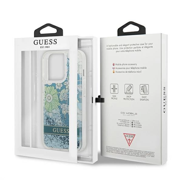 Guess GUHCP13XLFLSN iPhone 13 Pro Max 6.7" green/green hardcase Flower Liquid Glittereng