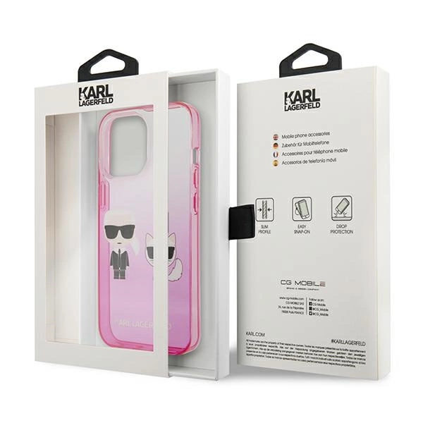 Karl Lagerfeld KLHCP13LTGKCP iPhone 13 Pro / 13 6,1" hardcase różowy/pink Gradient Ikonik Karl & Choupetteeng