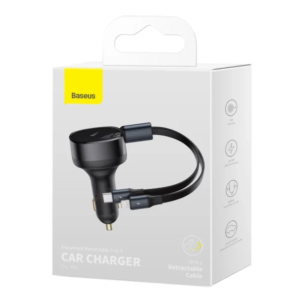 Baseus Enjoyment 2in1 car charger 30W black (CGTX000001)eng