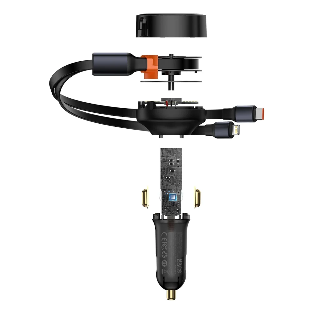 Baseus Enjoyment 2in1 car charger 30W black (CGTX000001)eng