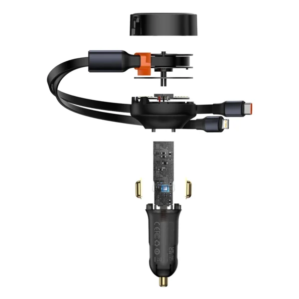 Baseus Enjoyment 2in1 car charger 30W black (CGTX000001)eng