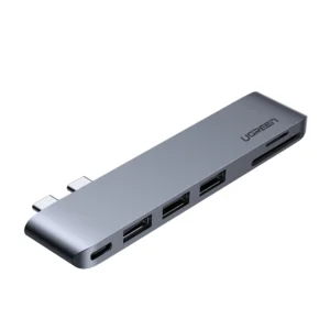Ugreen multifunctional HUB 2x USB Type C to 3x USB 3.0 / TF / SD / USB Type C for MacBook Pro / Air gray (CM251 60560)eng