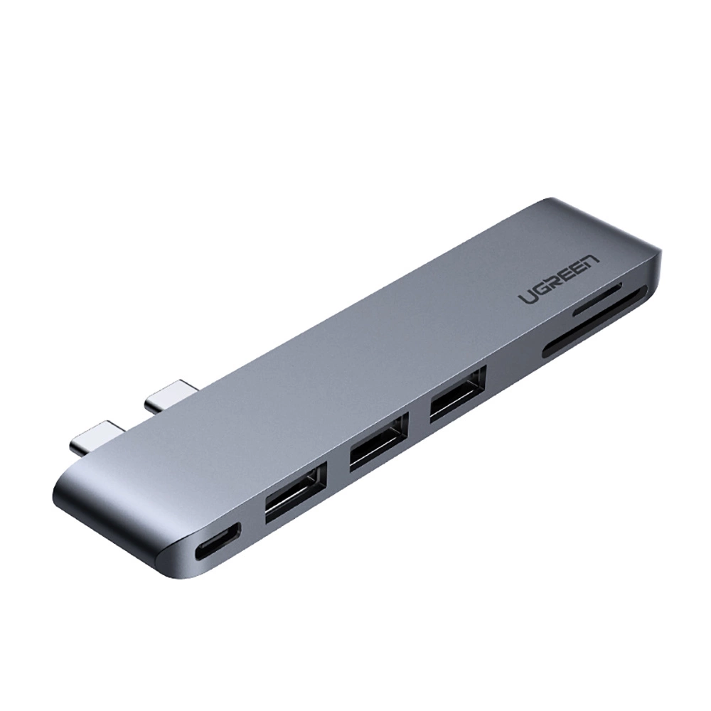 Ugreen multifunctional HUB 2x USB Type C to 3x USB 3.0 / TF / SD / USB Type C for MacBook Pro / Air gray (CM251 60560)eng