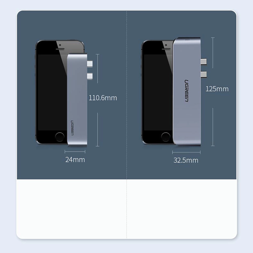 Ugreen multifunctional HUB 2x USB Type C to 3x USB 3.0 / TF / SD / USB Type C for MacBook Pro / Air gray (CM251 60560)eng