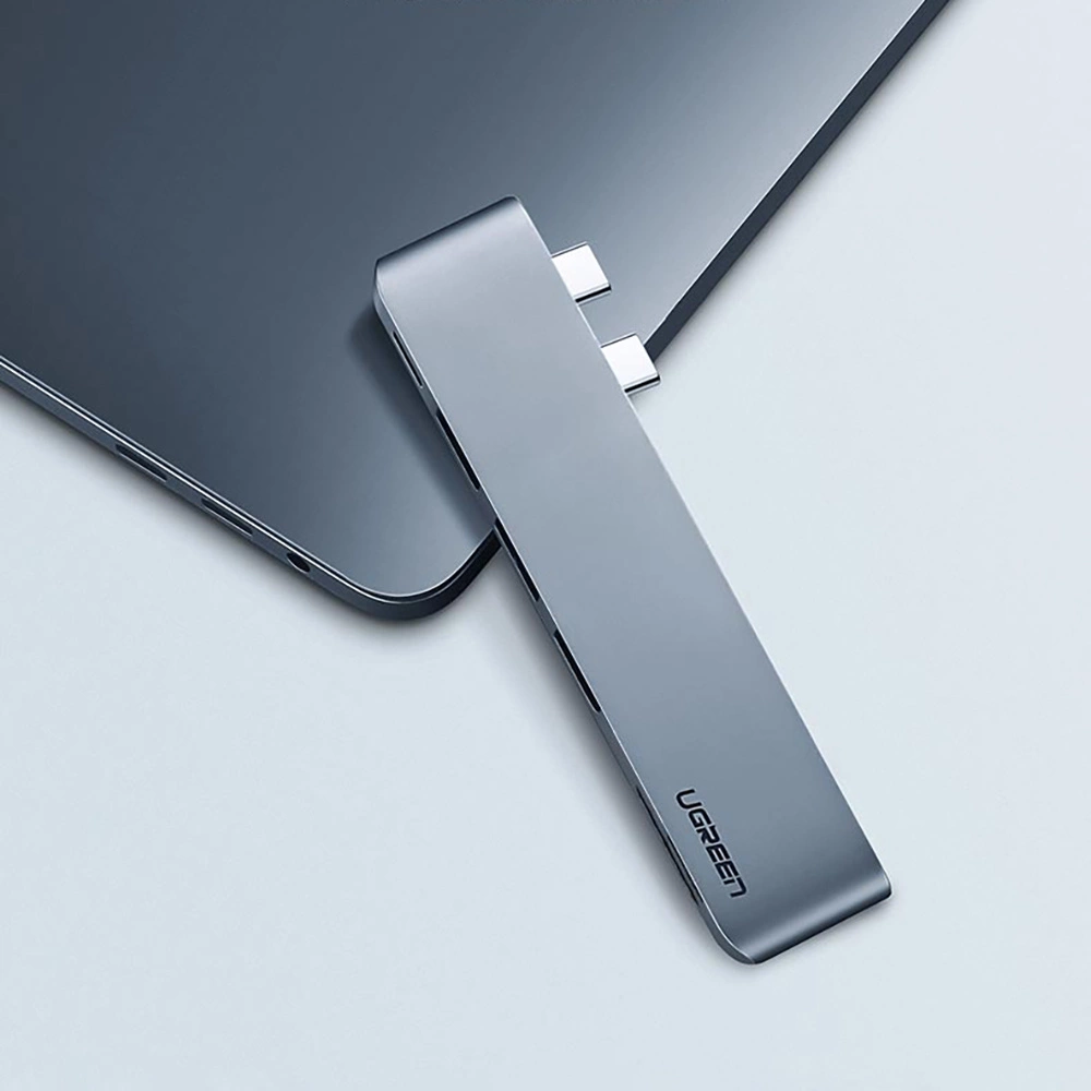 Ugreen multifunctional HUB 2x USB Type C to 3x USB 3.0 / TF / SD / USB Type C for MacBook Pro / Air gray (CM251 60560)eng
