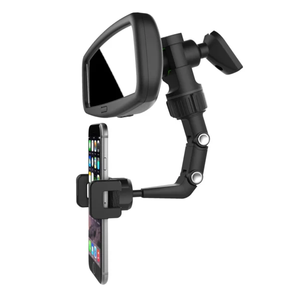 Adjustable car rearview mirror holder for smartphone blackeng
