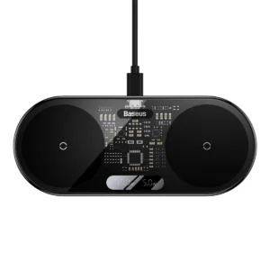 Baseus Digital LED Display dual wireless charger with digital display 20W black (WXSX010101)eng